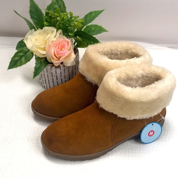 NWT Minnetonka Fur Trim Suede Leather Boots Size 7 - Picture 5 of 9